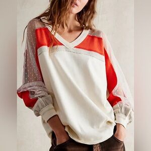 Free People Sheer Sleeve Sweater